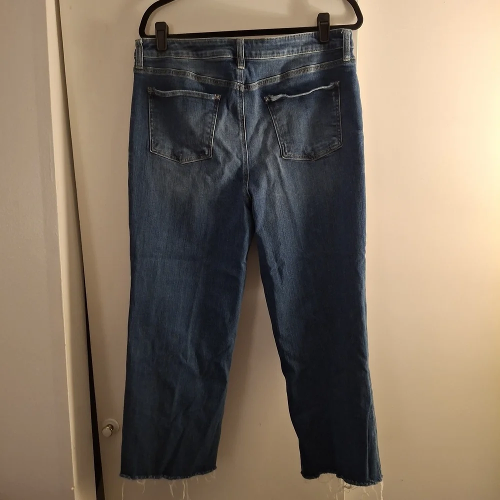 Chico's High Rise Straight Leg Crop Distressed Jeans - Blue - Picture 2 of 11